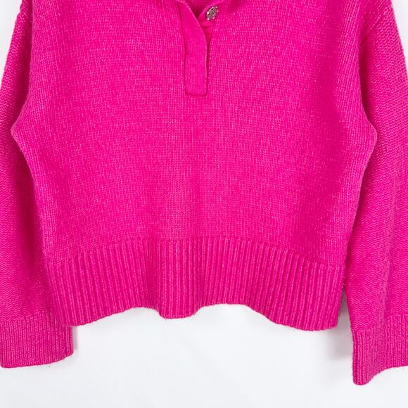 525 America Women's Taylor Chunk Knit Pullover Sweater Large Bright Pink - Picture 5 of 14